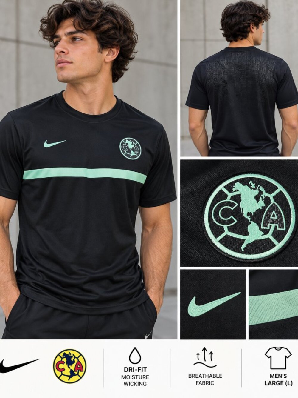 Nike Club América Academy Pro Dri-FIT Soccer Training Jersey Men's L